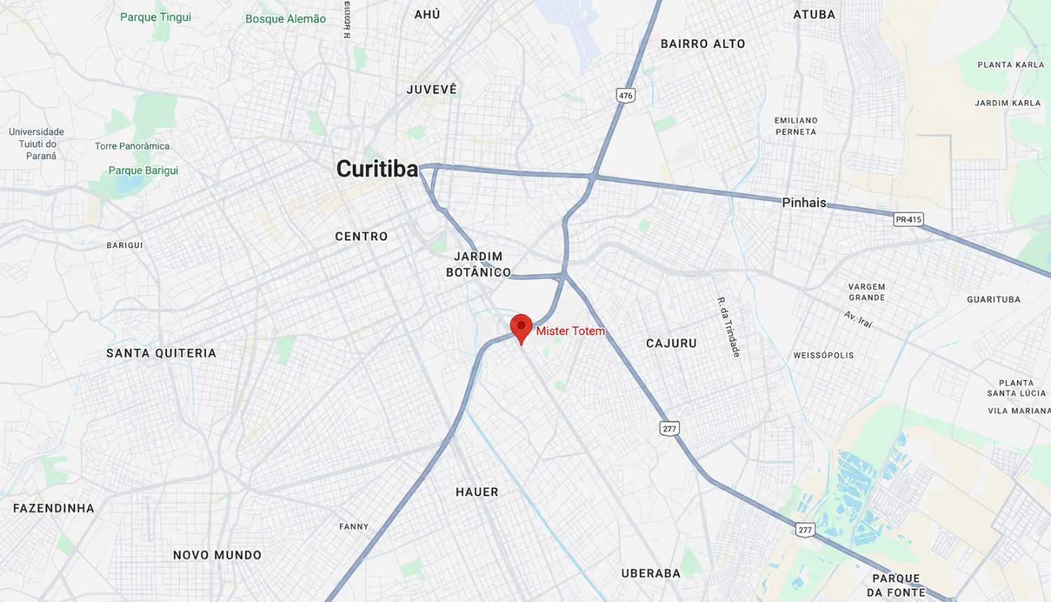 Localização da Mister Totem em Curitiba